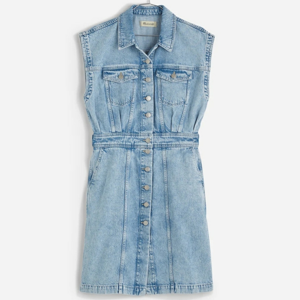 Madewell denim capsleeve shirt dress sz 10 (NWT)